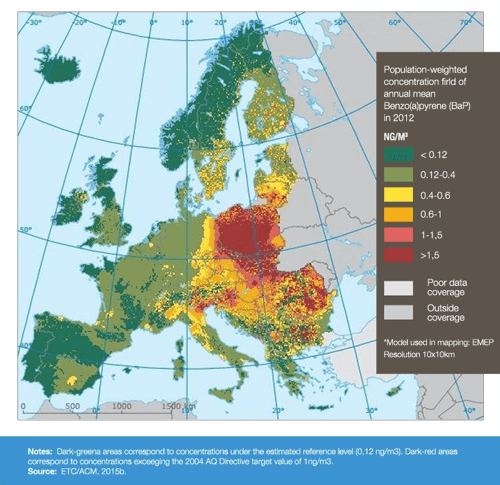 mapa smogu v Čechách a Evropě